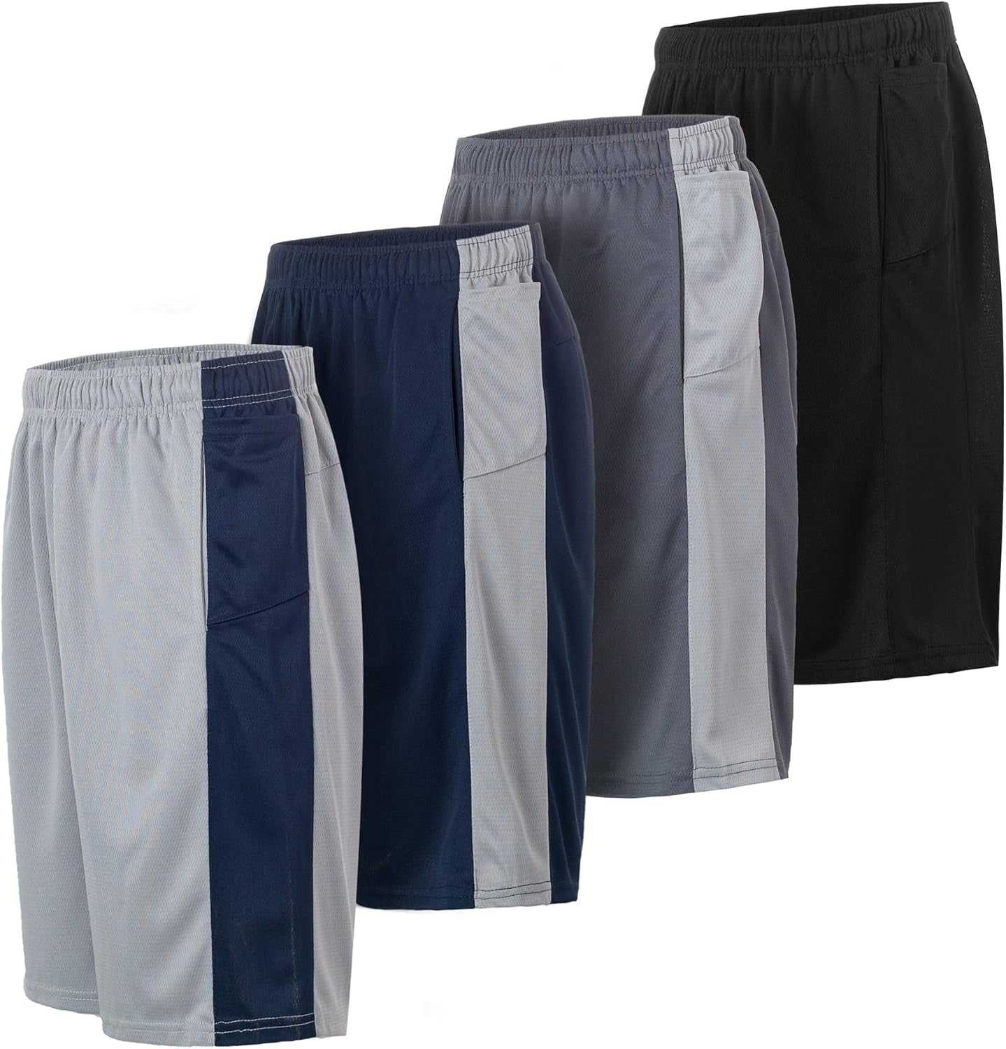 Essential Elements Men's Dry-Fit Sweat-Resistant Athletic Performance Shorts - 4 Pack