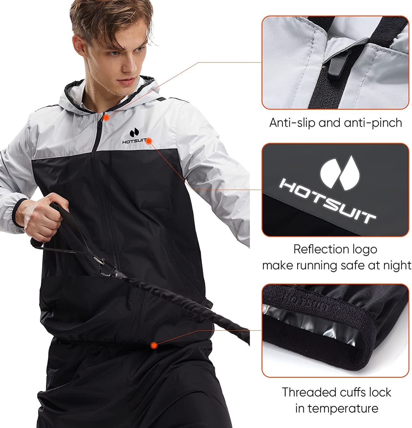 HOTSUIT Men's Sauna Suit - Full Body Sweat Jacket and Pants for Gym Workouts and Exercise