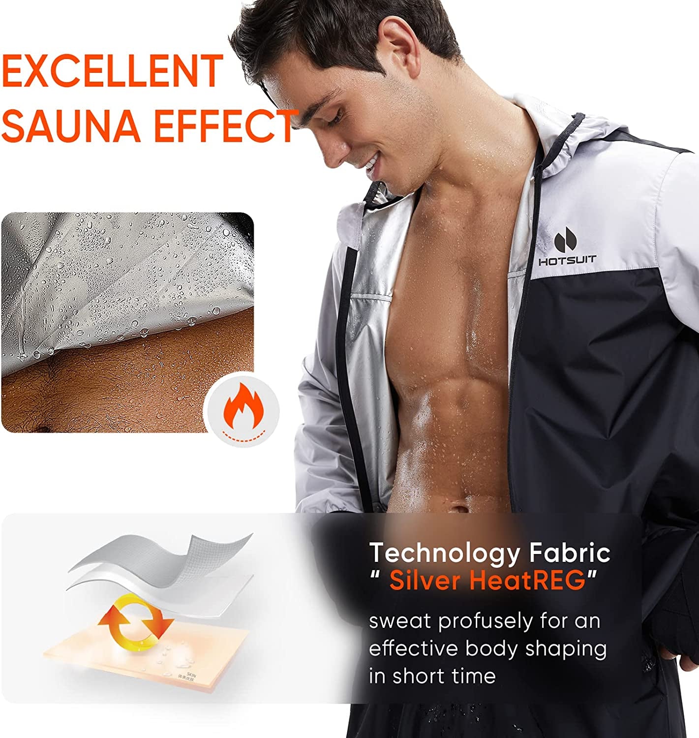 HOTSUIT Men's Sauna Suit - Full Body Sweat Jacket and Pants for Gym Workouts and Exercise