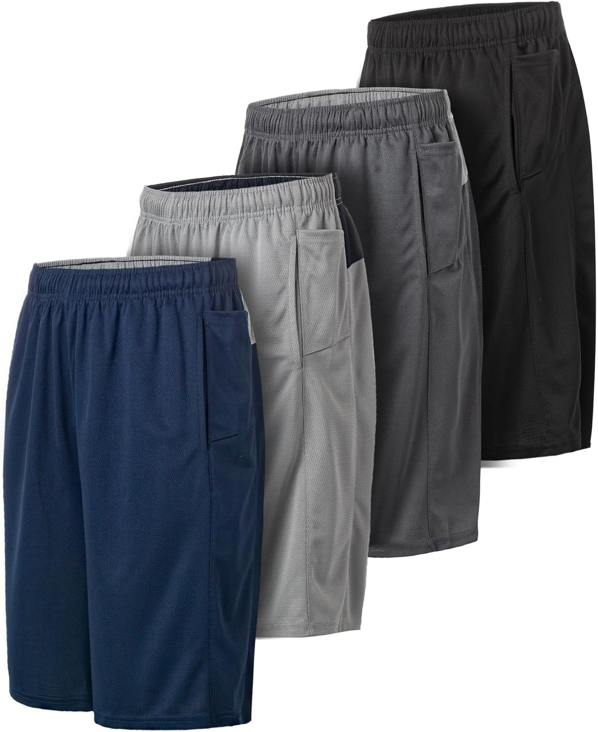 Essential Elements Men's Dry-Fit Sweat-Resistant Athletic Performance Shorts - 4 Pack