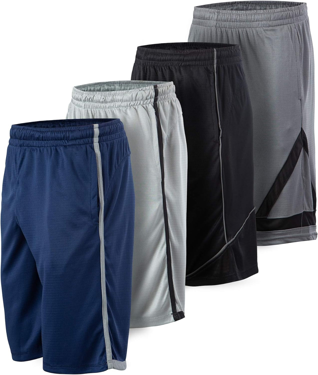 Essential Elements Men's Dry-Fit Sweat-Resistant Athletic Performance Shorts - 4 Pack
