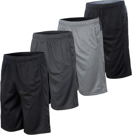 Essential Elements Men's Dry-Fit Sweat-Resistant Athletic Performance Shorts - 4 Pack