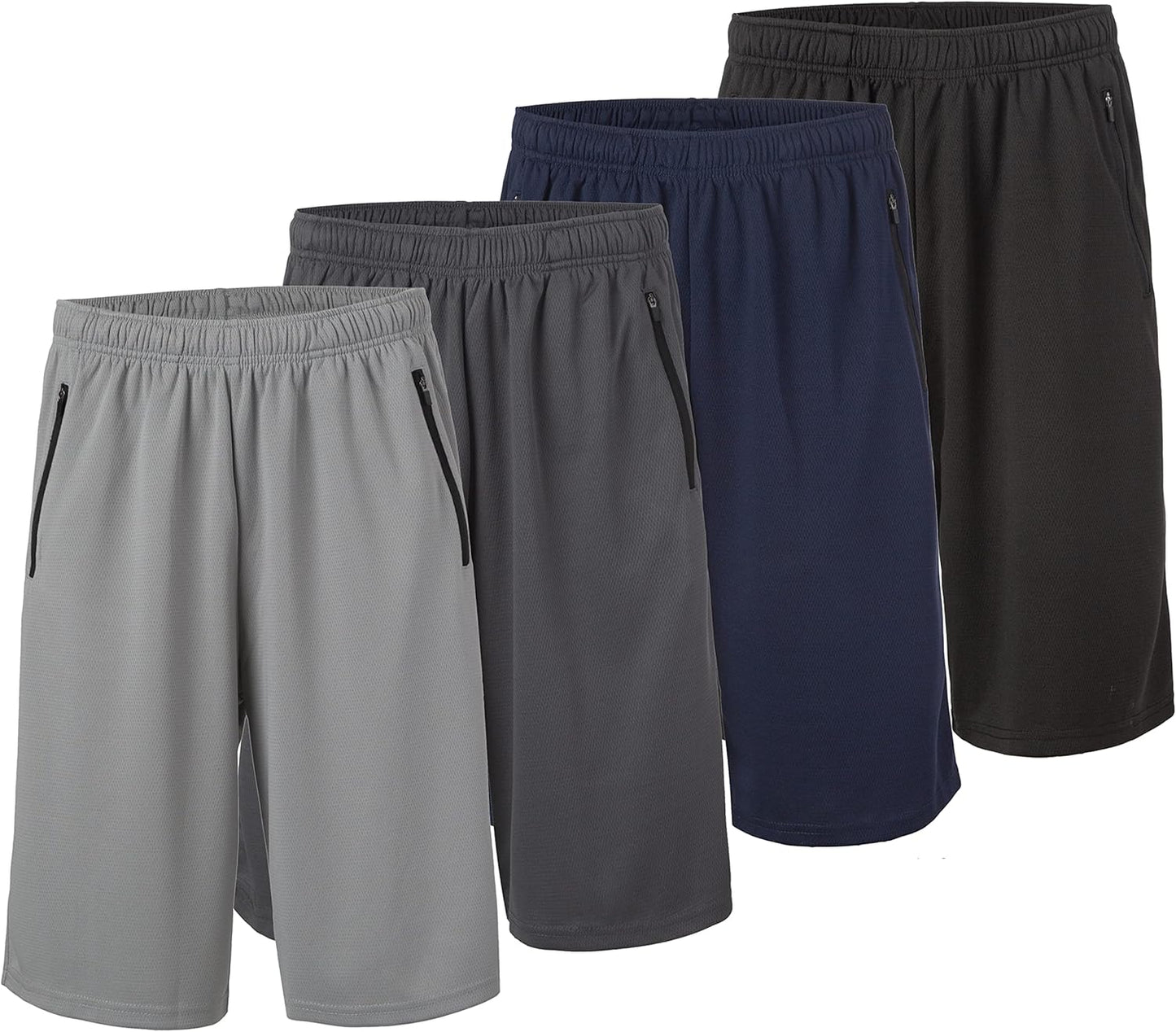 Essential Elements Men's Dry-Fit Sweat-Resistant Athletic Performance Shorts - 4 Pack